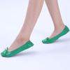 Adult Leather Ballet Shoes for Women Portable Foldable Dance Flat Shoes Women's Ballerina Slippers Formal (Green, 10.5) view 2