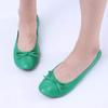 Adult Leather Ballet Shoes for Women Portable Foldable Dance Flat Shoes Women's Ballerina Slippers Formal (Green, 10.5) view 3