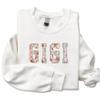 GodLover Gigi Floral Applique Embroidered Sweatshirt, White Crewneck, Size 2XL, Gift for Women, Mom, Grandma, Mothers Day, Christmas view 1