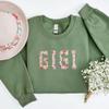 GodLover Gigi Floral Applique Embroidered Sweatshirt, White Crewneck, Size 2XL, Gift for Women, Mom, Grandma, Mothers Day, Christmas view 3