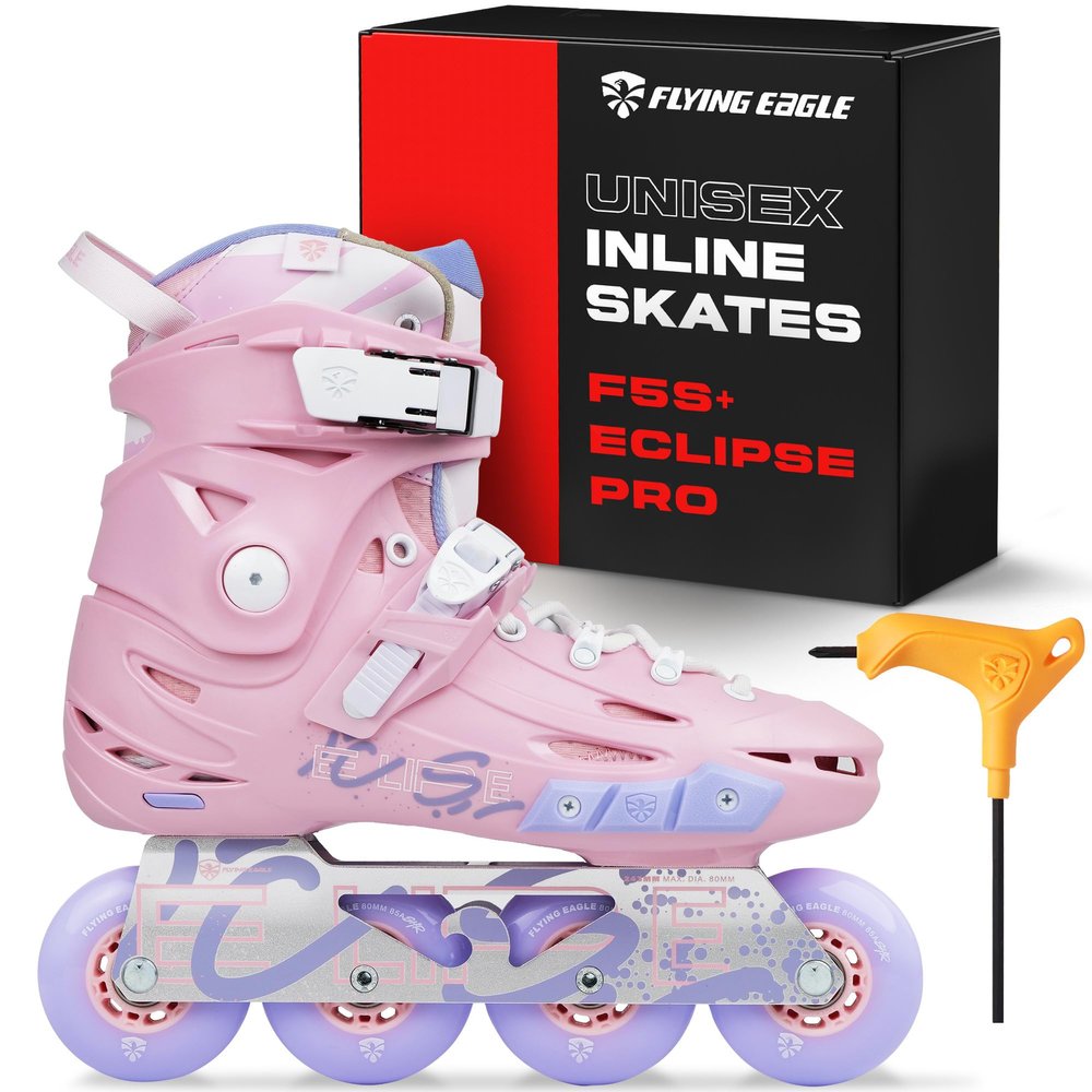 Flying Eagle FS5+ Eclipse Pro Adult Inline Skates - Outdoor Urban Inline Roller Skates Adults, Freeskates, Outdoor Skate Roller Adult, Slalom Skate, Skating Shoes - Pink, Women's Size: 6.5 US / 37 EU