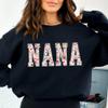 GodLover Nana Floral Applique Embroidered Sweatshirt, Sport Grey Crewneck, Size XL, Gift for Women, Mom, Grandma, Mothers Day, Christmas view 2