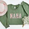 GodLover Nana Floral Applique Embroidered Sweatshirt, Sport Grey Crewneck, Size XL, Gift for Women, Mom, Grandma, Mothers Day, Christmas view 3