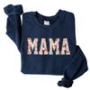 GodLover Mama Floral Applique Embroidered Sweatshirt, Navy Crewneck, Size XL, Gift for Women, Mom, Grandma, Mothers Day, Christmas view 1