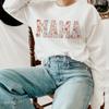 GodLover Mama Floral Applique Embroidered Sweatshirt, Navy Crewneck, Size XL, Gift for Women, Mom, Grandma, Mothers Day, Christmas view 2