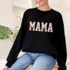 GodLover Mama Floral Applique Embroidered Sweatshirt, Navy Crewneck, Size XL, Gift for Women, Mom, Grandma, Mothers Day, Christmas view 4