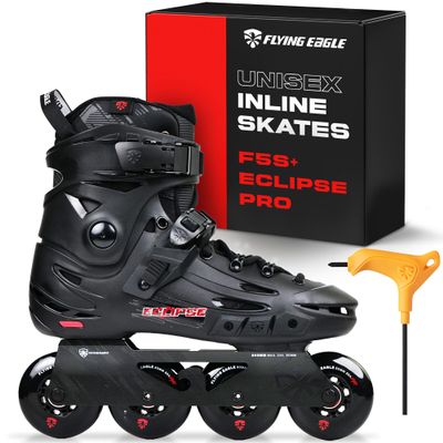 Flying Eagle FS5+ Eclipse Pro Adult Inline Skates - Outdoor Urban Inline Roller Skates Adults, Freeskates, Outdoor Skate Roller Adult, Slalom Skate, Skating Shoes - Black, Men's Size: 6 US / 38 EU