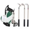 Desktop Golf Pen Set, Mini Desktop Golf Souvenir Set 3 Ballpoint Pens and Mini Bag Zinc Alloy Golf Pen Holding Bag Golf Clubs a Miniature Golf Bag Pen Holder(Green White) view 1