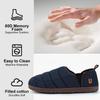 LongBay Men's Outdoor Slippers Two Tone Warm Memory Foam Slip On Indoor House Shoes bedroom Loafers Navy Blue, 14 view 4