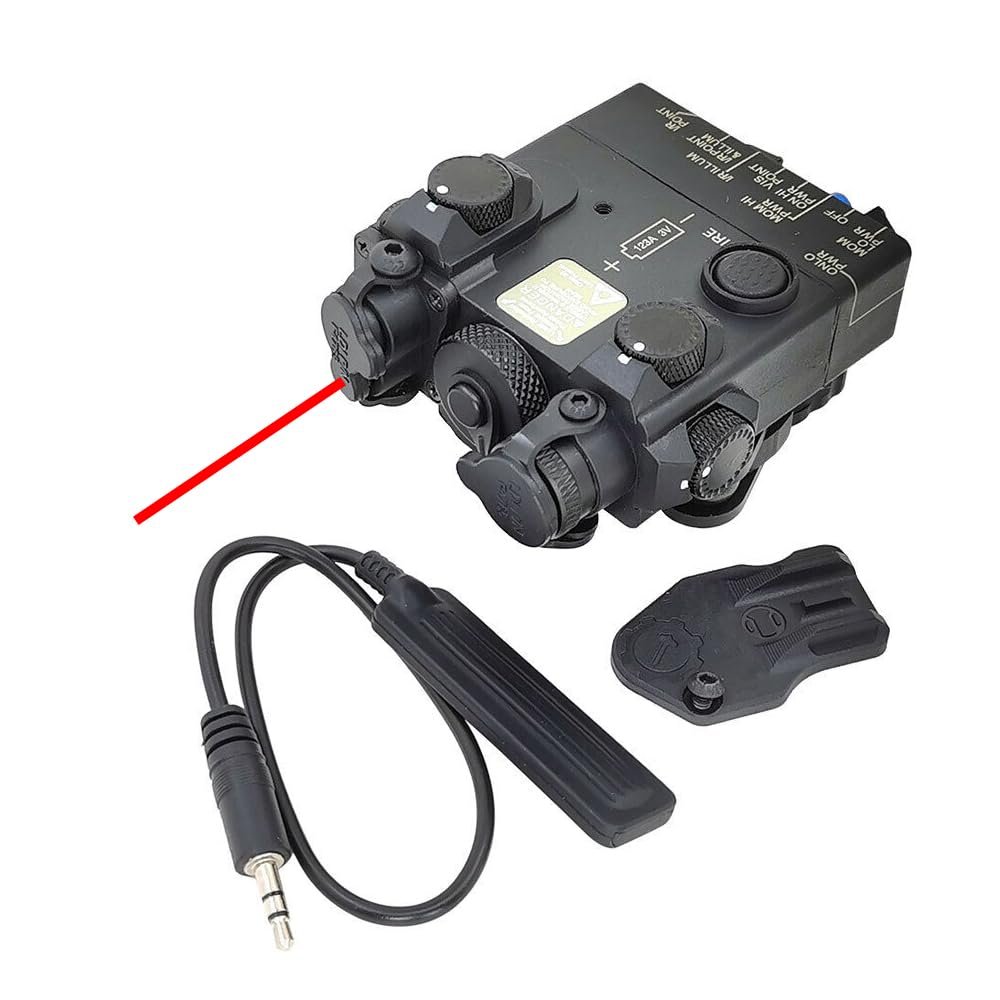 Plastic PEQ/DL-A Box Visable Laser Sight,with IR Laser+Red/Green/Blue Laser Sight+IR Laser Night Vision Constant/Momentary Modes Flashlight,with Pressure Switch,for 20mm Rail (Red Laser BK)