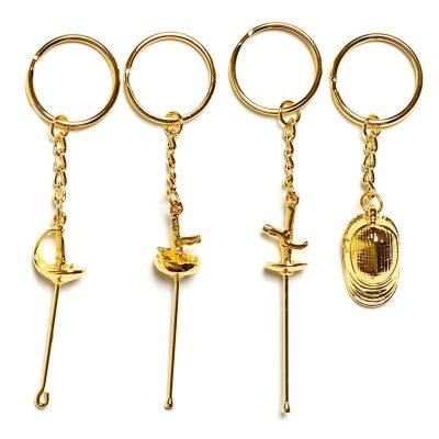 HALFS Fencing Equipment Gold and Silver Keychain Pendant Jewelry Key Ring Gifts Gifts (Thickness : Gold, Size : One Size)