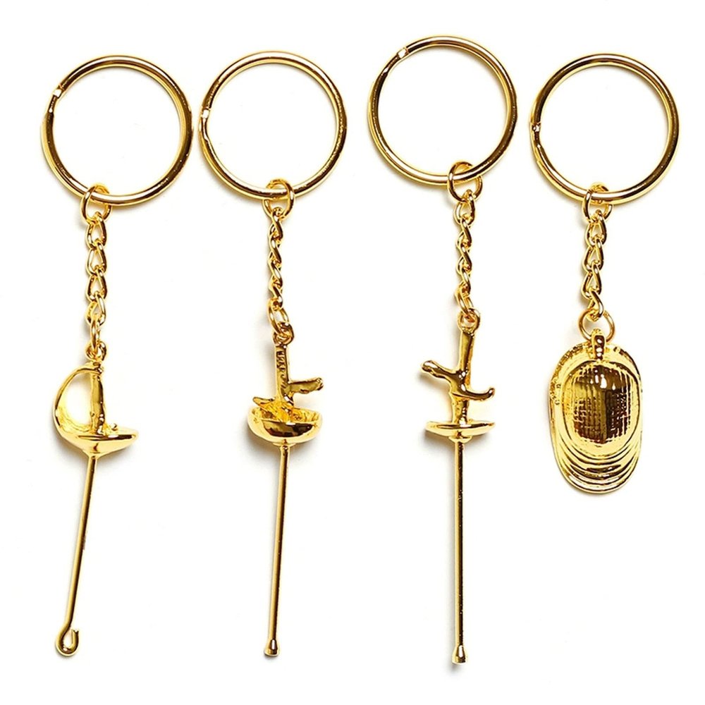 HALFS Fencing Equipment Gold and Silver Keychain Pendant Jewelry Key Ring Gifts Gifts (Thickness : Gold, Size : One Size)