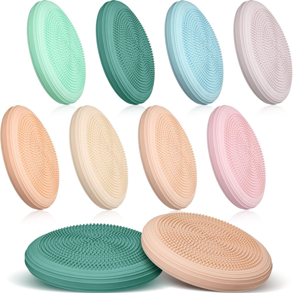 Libima 8 Pcs Wiggle Seat Inflated Wobble Cushion Sensory Seat Flexible Balance Board Balance Disc for Men Women Physical Exercise Improving Posture Home Office(Morandi Color)