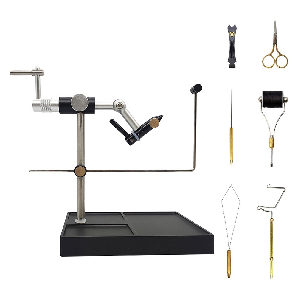 Almencla Fly Tying Tools Set Fly Tying Vise and Pedestal 360 Rotation Adjustable Fly Making Tool Fly Fishing