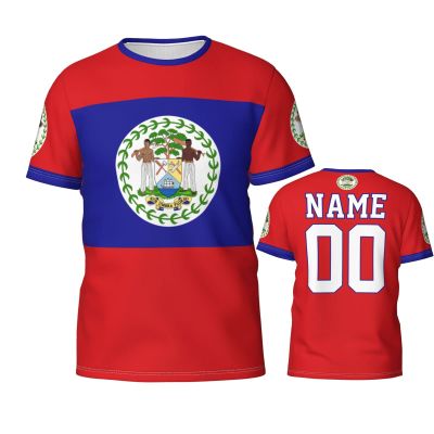 Custom Name Number Belize Flag Emblem Men's Patriotic T Shirt 3D Tops Sport Soccer Shirts