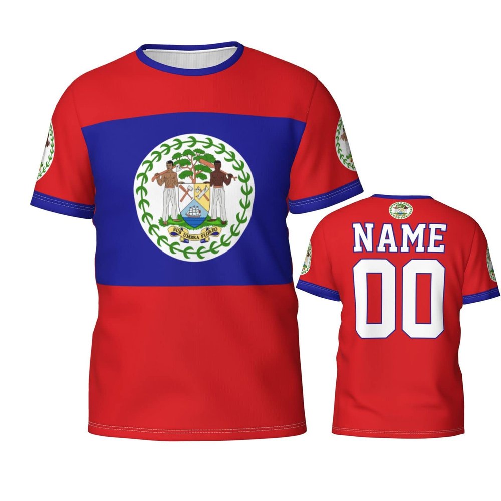 Custom Name Number Belize Flag Emblem Men's Patriotic T Shirt 3D Tops Sport Soccer Shirts