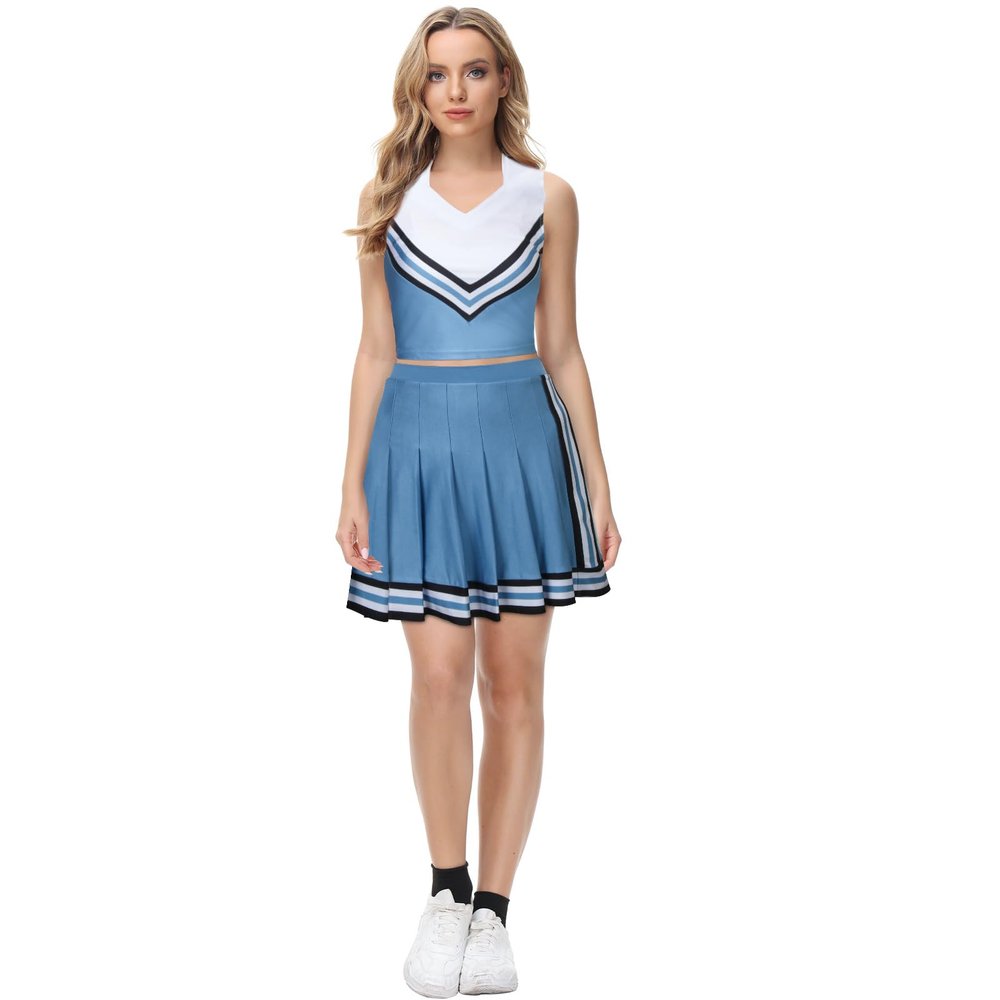 FOGHORN Women Cheerleader Costume Olivia Cheerleading Outfit Top Skirt Halloween Costume (Large)