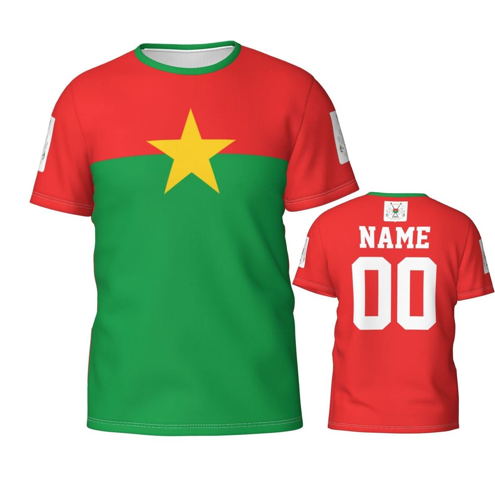 Custom Name Number Burkina Faso Flag Emblem Men's Patriotic T Shirt 3D Tops Sport Soccer Shirts
