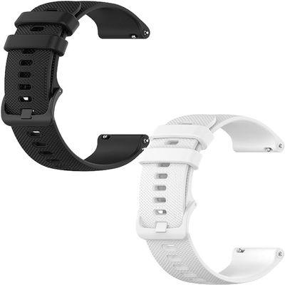 Bracelet Pack of 2 Compatible with Fossil Q Venture Gen 3/Gen 4/HR Gen 4 Wristbands Sport Waterproof Replacement Strap Silicone Interchangeable Strap for Men and Women Watch Strap (Black/White)
