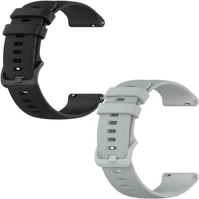 Bracelet Pack of 2 Compatible with Fossil Q Venture Gen 3/Gen 4/HR Gen 4 Wristbands Sport Waterproof Replacement Strap Silicone Interchangeable Strap for Men and Women Watch Strap (Grey/Black)