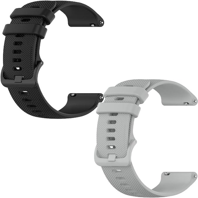 Bracelet Pack of 2 Compatible with Fossil Q Venture Gen 3/Gen 4/HR Gen 4 Wristbands Sport Waterproof Replacement Strap Silicone Interchangeable Strap for Men and Women Watch Strap (Grey/Black)