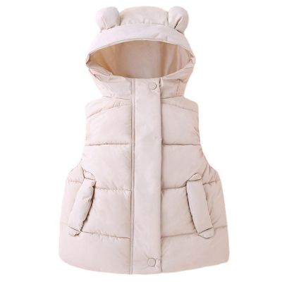 1-6T Todder Baby Girl Boy Ear Hooded Vest Jacket Coat Hoodie Waistcoat Warm Autumn Winter Outwear Zipper Pockets (White,12-18 Months,12 Months,18 Months)