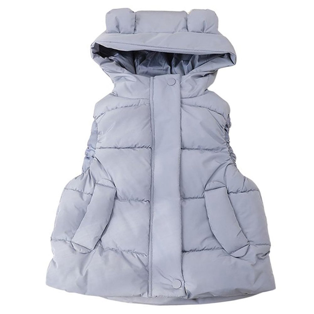 1-6T Todder Baby Girl Boy Ear Hooded Vest Jacket Coat Hoodie Waistcoat Warm Autumn Winter Outwear Zipper Pockets (Gray,18-24 Months,18 Months,24 Months)