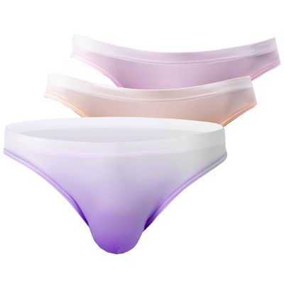 Yibstuy Men's Briefs Gradient Color Sexy Silk Low Rise Bikini Briefs Breathable Underwear Panties 2/3/6 Pack