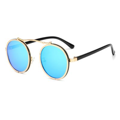 8 Colors Popular Women Round Sunglasses Vintage Men Matte Frame Sun Glasses UV400,Blue Mirror,one size
