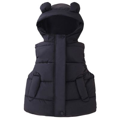 1-6T Todder Baby Girl Boy Ear Hooded Vest Jacket Coat Hoodie Waistcoat Warm Autumn Winter Outwear Zipper Pockets (Black,5-6 Years,5 Years,6 Years)