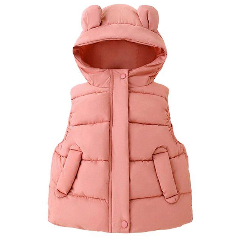 1-6T Todder Baby Girl Boy Ear Hooded Vest Jacket Coat Hoodie Waistcoat Warm Autumn Winter Outwear Zipper Pockets (Brick Red,12-18 Months,12 Months,18 Months)