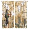 Fitness Blackout Window Curtain, Mosaic Design of People Exercising in A Gym Barbells Weightlift for Bedroom Living Room Darkening Window Drapes Drapes 2 Panels 63x72in view 1