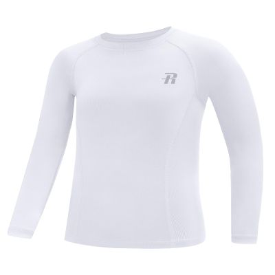 Runhit Boys Compression Shirt Kids Long Sleeve Athletic White Undershirt Youth Quick Dry Base Layer for Football Baseball