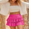 ebossy Women's Shinny Sequin Tiered Pleated Glitter Mini Skirt for Events and Holiday Parties (L, Rose) view 4