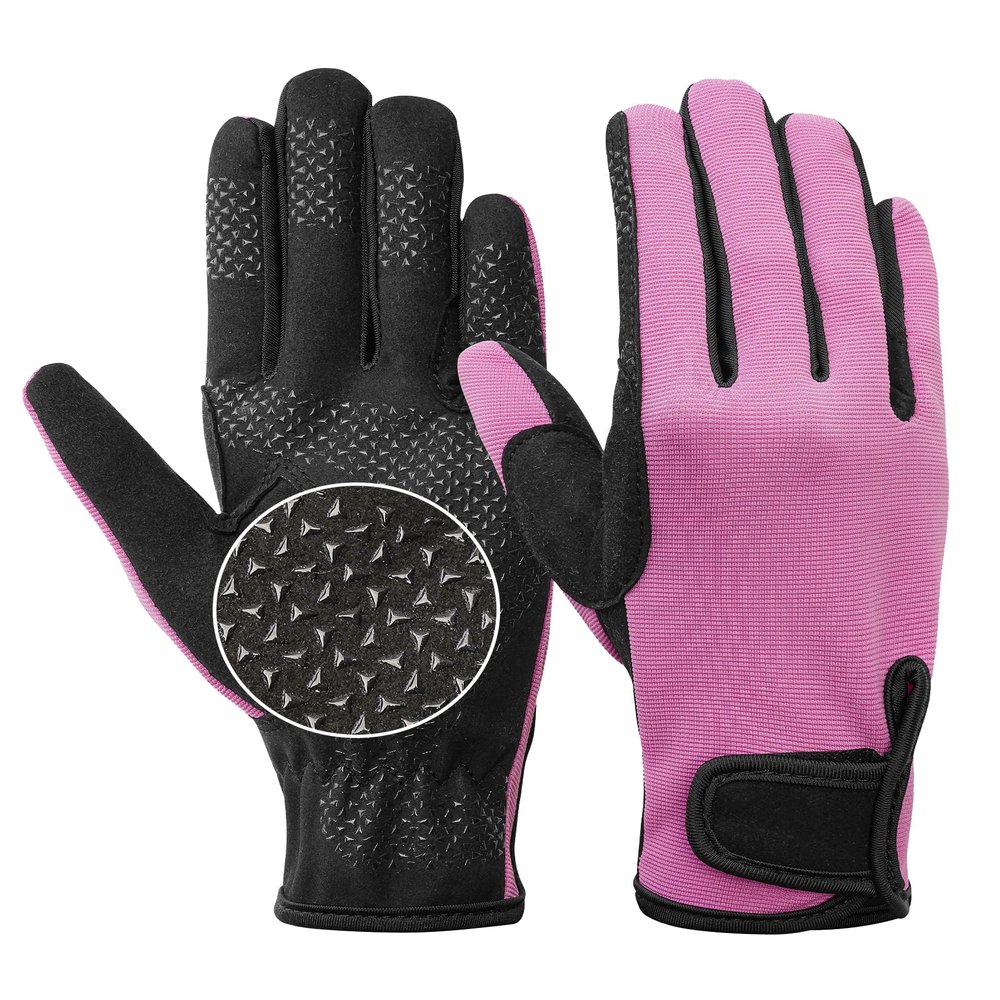 Kids Horse Riding Gloves Equestrian Anti Slip Children Horseback Bike Gardening Fishing Cycling Outdoor Activities Riding Gloves Girls Boys Youth Pink Size M