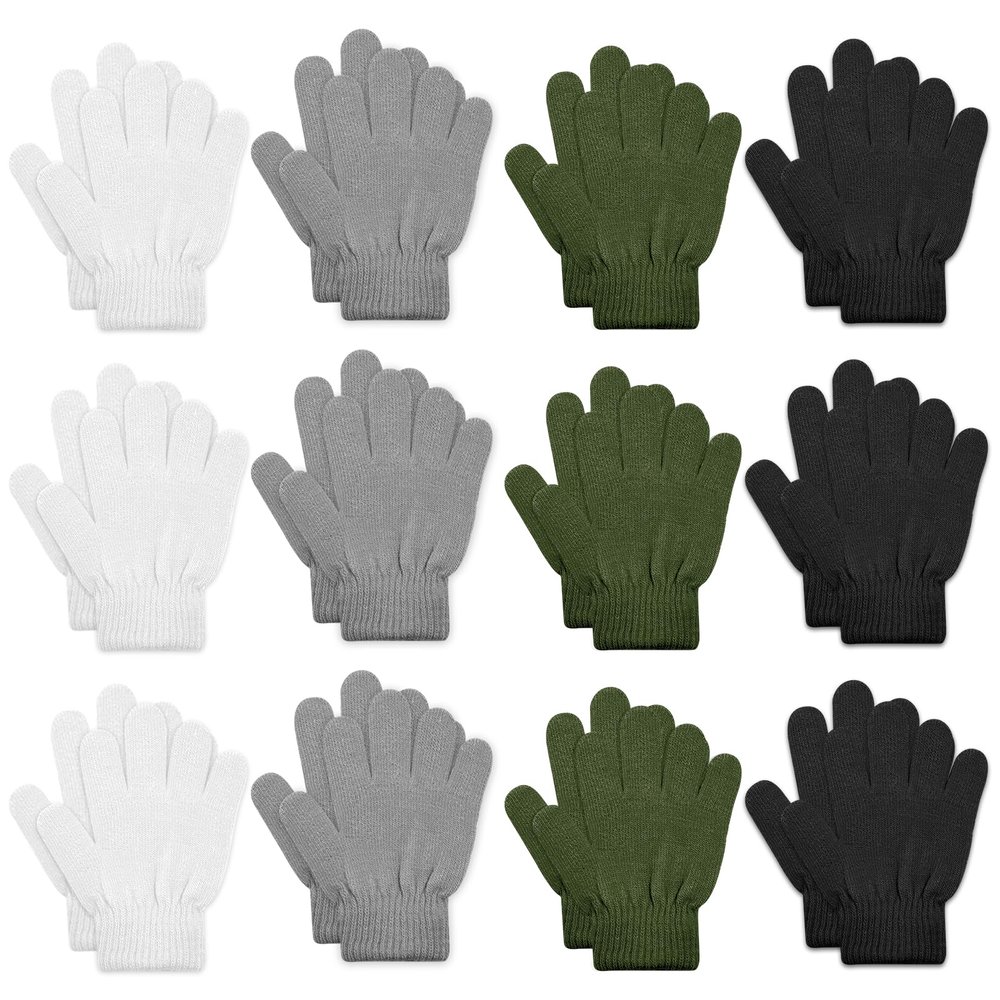 ONESING 12 Pairs Kids Gloves - Warm Knitted Winter Gloves Bulk for Girls Boys, Children Gloves Designed for Cold Weather Mixcolor Y