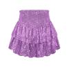 ebossy Women's Shinny Sequin Tiered Pleated Glitter Mini Skirt for Events and Holiday Parties (L, Purple) view 1