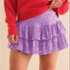 ebossy Women's Shinny Sequin Tiered Pleated Glitter Mini Skirt for Events and Holiday Parties (L, Purple) view 2