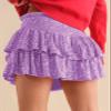 ebossy Women's Shinny Sequin Tiered Pleated Glitter Mini Skirt for Events and Holiday Parties (L, Purple) view 3