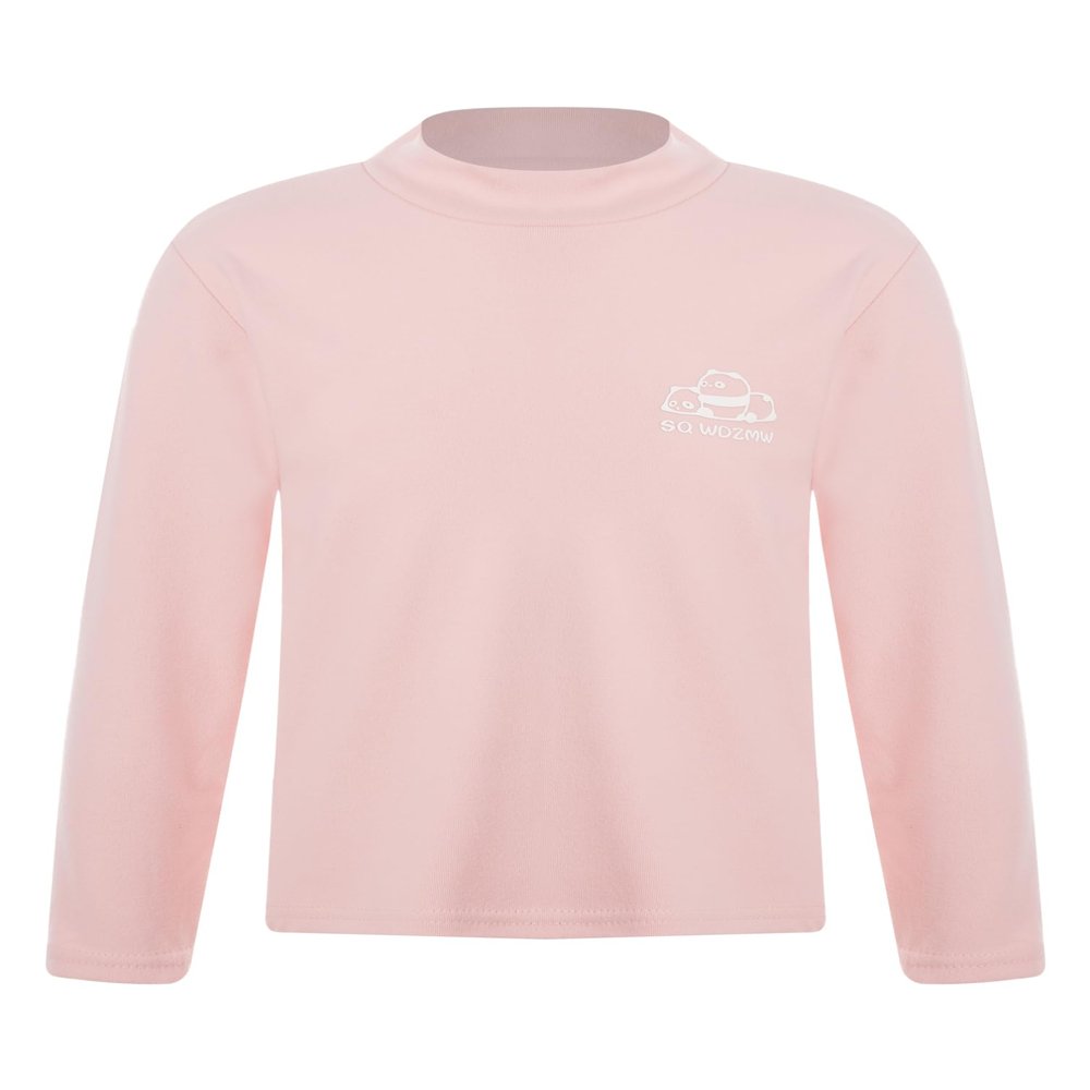 Yhong Kids Boys Girls Turtleneck Thermal Underwear Tops Basic Solid Color Long Sleeves Cotton T-Shirts Undershirts Cartoon Print Pink C 3-4 Years