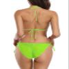 SHEKINI Women's Triangle Bikini Set Halter Sexy Bathing Suits String Low Waisted Two Piece Swimsuit (Medium, Fluorescence Green) view 2