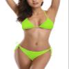 SHEKINI Women's Triangle Bikini Set Halter Sexy Bathing Suits String Low Waisted Two Piece Swimsuit (Medium, Fluorescence Green) view 3