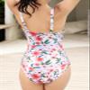 SHEKINI Women's Ruched Tummy Control Swimsuits Vintage Push Up One Piece Bathing Suit Padded Swimwear (Large/(US Large),Pink Flower) view 2