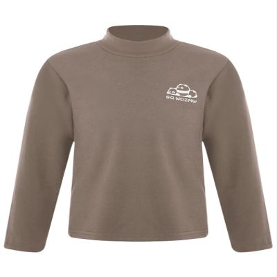 Yhong Kids Boys Girls Turtleneck Thermal Underwear Tops Basic Solid Color Long Sleeves Cotton T-Shirts Undershirts Cartoon Print Brown C 18-24 Months