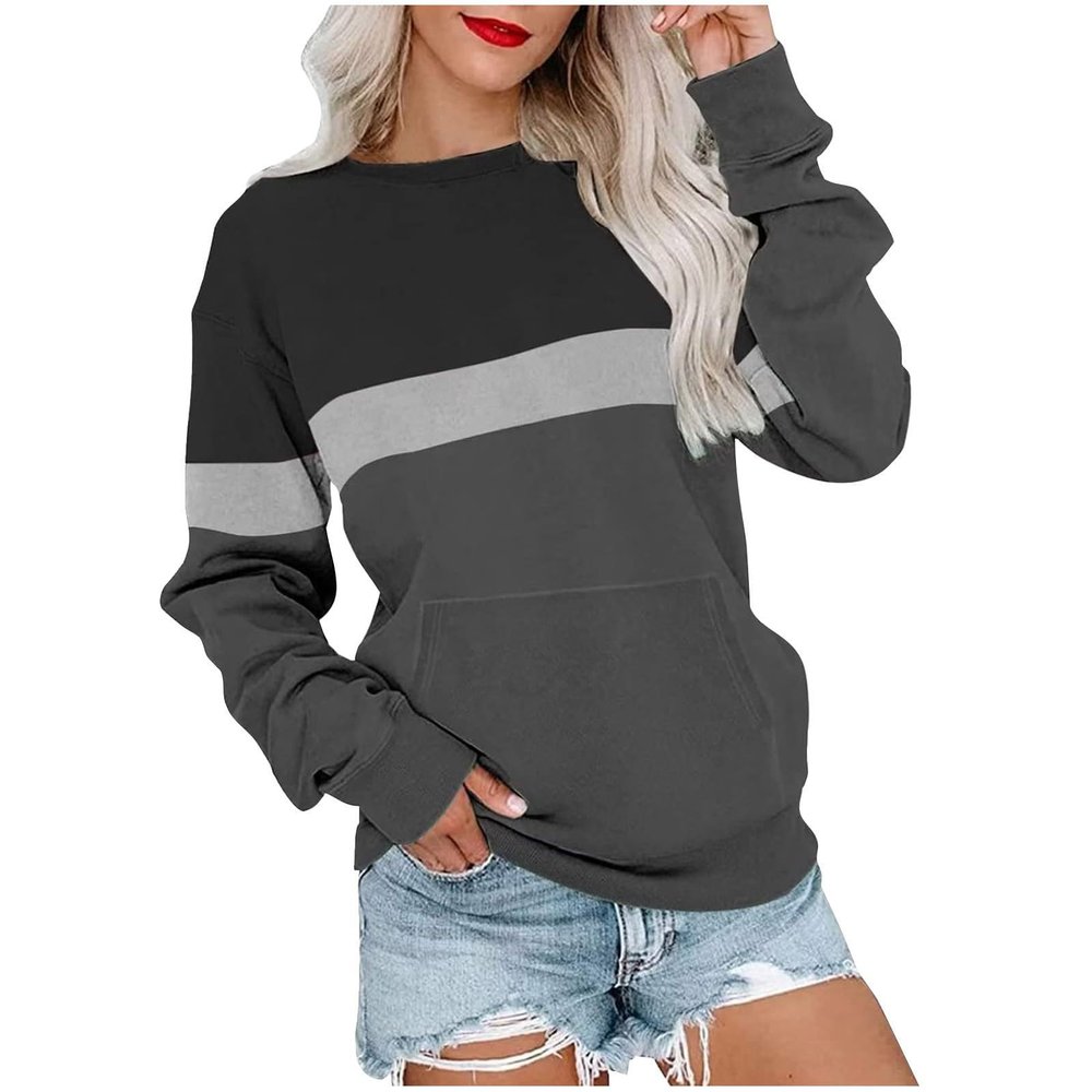 Womens Winter Fall Tops Casual Long Sleeve Shirts Lightweight Sweatshirts Oversized Pullover Fashion Tunic Blouse Black