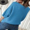 Dokotoo Women's Spring Fall Fashion 2026 V Neck 3/4 Short Sleeve Pullover Sweaters Loose Solid Color Jumper Knitted Casual Tunic Tops Blue Medium view 4
