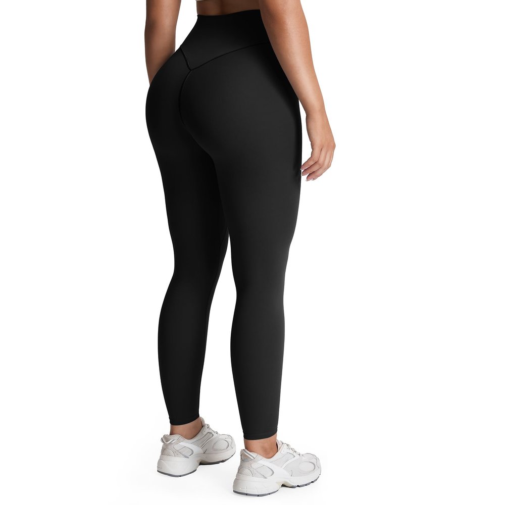 Aoxjox High Waisted Workout Leggings for Women Tummy Control Buttery Soft Yoga Metamorph Deep V Pants 26" (Black, Small)