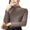 Freaswind Dralon Turtleneck Tops for Women Autumn Winter Thickened Thermal Underwear Inner Warm Printed Long-Sleeved Shirt (US, Alpha, Large, Regular, Regular, Square) view 1