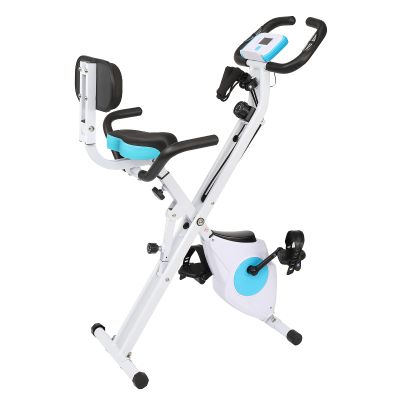 3 in 1 Folding Exercise Bike, Foldable Stationary Bike with Arm Workout, Backrest & Cushy Seat, 8 Levels of Magnetic Resistance Portable Indoor Fitness Bikes