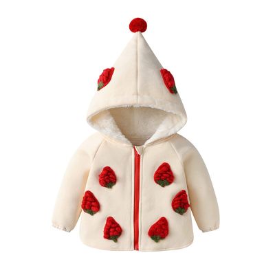 6M to 4 Years Newborn Infant Baby Girls Fruit Strawberry Long Sleeve Hooded Coat Jacket Fleece Girls (A, 2-3 Years)